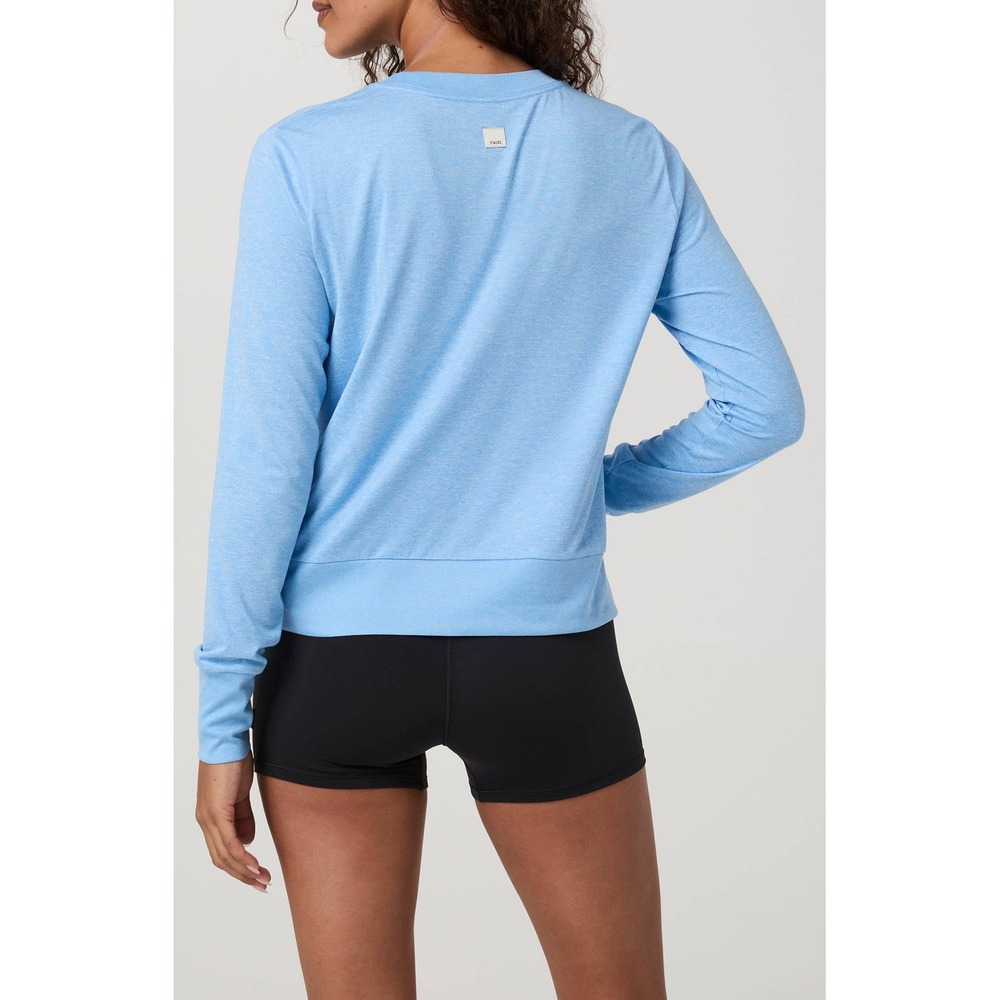 Vuori Women's Daydream Crew T-Shirt Oasis Blue Heather Long Sleeve Top- XL